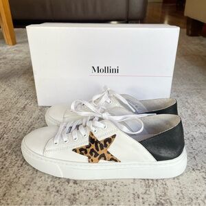 Mollini White Sneakers with Leopard Accent